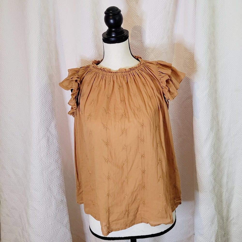 Universal Threads Goods Co. Women's/Small/Burnt Orange Ruffle Sleeve Top